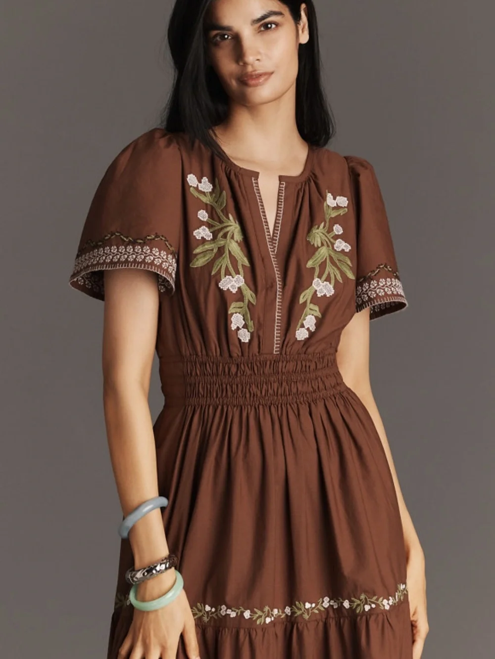 ANTHROPOLOGIE The Somerset Embroidered Maxi Dress in Brown Floral size XL - Picture 9 of 9